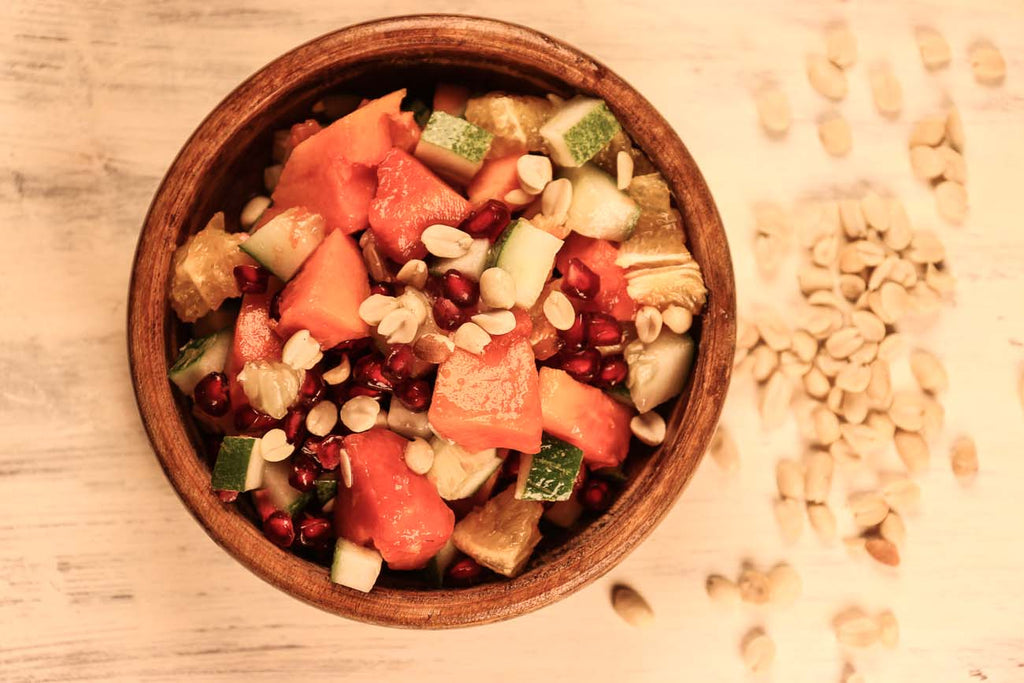 Papaya Orange Pomegranate Salad Recipe With Roasted Peanuts